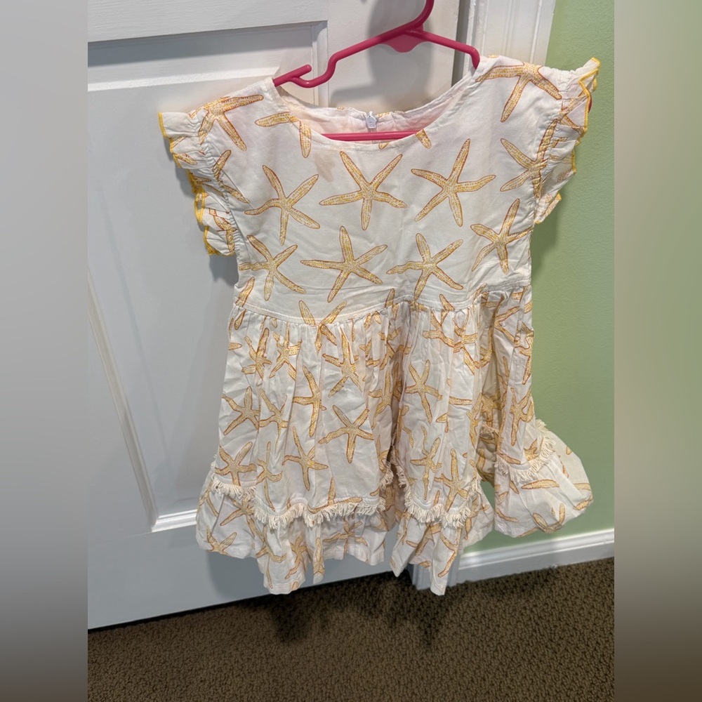 Pink Chicken Starfish Dress - White and Gold
